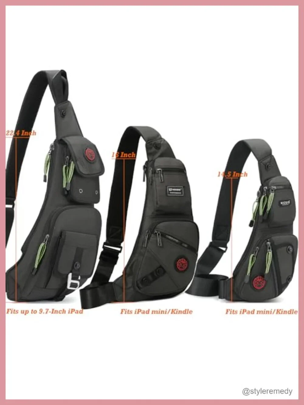 Nylon Sling Bag Chest Shoulder Backpack Crossbody Daypack for Men Women
